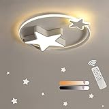 Lámpara de techo LED para niños moderna,diseño de anillo de estrella de 65W, luz de techo regulable con control remoto, habitaciones para niños / niñas, habitaciones para niños[clase energética A +]