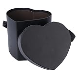 VALICLUD Caja de cartón con forma de corazón, caja de regalo vacía para rosas, con tapa, caja negra para cumpleaños, boda, comunión, 15,5 x 15 x 13 cm