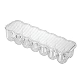 InterDesign Fridge/Freeze Binz Envase para huevos, huevera de plástico apilable para 14 huevos, caja de huevos, transparente