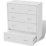 vidaXL Mueble Aparador de Habitación 4 Cajones Madera Blanco Cómoda Cajonera
