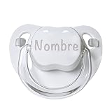 BebeDeParis Chupete Bebé Personalizado con Nombre, Para Bebés de 0-6 Meses, Chupete con Tetina de Silicona, Incluye Caja Personalizada, Libre de BPA