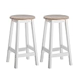 Pack de 2 taburetes de Cocina Blanco y Natural de Madera MDF de Ø 29x54 cm - LOLAhome