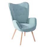 MEUBLE COSY Fauteuil Design scandinave Silln, Madera Maciza, Tejido Verde, Talla única