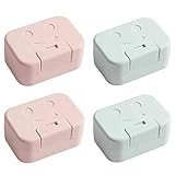 N/0 Caja de Jabón de Viaje, 4pcs Jaboneras de Viaje Portátil con Tapa y Drenaje, Portátil Caja de Contenedor de Jabón para el Hogar, Baño, Senderismo, Viajar, Acampar(Azul/Rosa)
