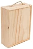Caja de madera para vino | 3 Botellas | Cuerda en asa y tapa deslizante | Perfecta para regalos Decoupage Almacenamiento Decoración Manualidades