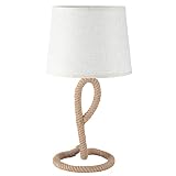 HOMCOM Lámpara de Mesa Rústica con Base de Metal y Cuerda de Cáñamo Pantalla de Tela Portalámpara E27 de Máx. 40W para Salón Dormitorio Ø30x56 cm Beige