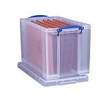 Really Useful - Caja de 24 L, transparente, incluye 10 carpetas colgantes