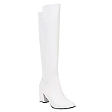 Kissyaya - Botas elásticas para mujer, Blanco (blanco), 42 EU