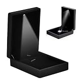 YUYTE Caja de Regalo de la Joyería, Joyero Iluminación LED Incorporada, Envase del Anillo de Bodas Está Forrado de Terciopelo Caja de Almacenamiento Colgante con Luz LED