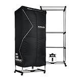 NEWLUX - Secadora de Ropa Eléctrica Portátil Secadry Negra con Luz UV para Desinfectar. Capacidad 15Kg, Temp. 180min, 3 Niveles. Secadora por Ventilación (1200W) 3 en 1: Secadora, Armario, Tendedero