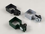 Juego de 3 abrazaderas de extremo cuadradas de 40 x 40 mm, color verde, para alambre de 4 mm de diámetro