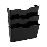 Amazon Basics Organizador archivador de pared colgante de 3 niveles, paquete de 3, 33 x 38 cm, negro