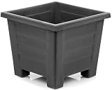 FairFox Maceta cuadrada grande con patrón de plástico 100% reciclado, ahorro de aceite bruto: 1,3 l [antracita, 30 L]