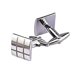 Lieson Gemelos para hombre, gemelos cuadrados de celosía plateada para boda, cobre