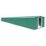 vidaXL Cobertizo de Jardín Paito Casata Casetilla Almacenamiento de Herramienta Almacenaje Exterior Acero Galvanizado Verde 257x990x181 cm