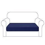 Granbest Funda de Cojín de Asiento de Sofá de Alta Elasticidad Funda de Asiento de Sofá Súper Suave Protector de Cojín de Sofá Tela de Jacquard con Fondo Elástico(2 Plaza,Azul Marino)