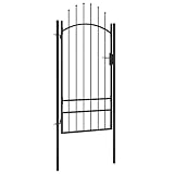 Tidyard Puerta de Jardín Puerta de Verja para Cercar Puerta de Jardín Entada Exterior de Acero Negro 1 x 2,5 m