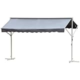 Outsunny Toldo de Pie Independiente 300x295x260 cm con Manivela Doble Cara Ángulo Ajustable Portátil Protección Solar para Jardín Terraza Patio Gris