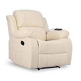 Don Descanso - Sillón Masaje Relax Calor Trevi Crema Reclinable 160º con 8 Motores Silenciosos, Calor Lumbar, Sist. Masaje 4 Zonas y Acabado en PU Anti-Cuarteo [Incluye Mando]. Ideal Gente Mayor