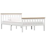 vidaXL Madera Maciza de Pino Estructura de Cama Matrimonio Doble Blanca 120x200 cm Somier Muebles de Dormitorio Habitación
