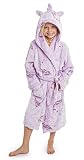 CityComfort Bata Niña - Batas de Casa Niña de Forro Polar - Unicornio (5-6 Anni, Unicornio Morado)