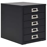 vidaXL Cajonera Archivador Metálico Negro 5 Cajones Mueble Organizador Oficina