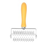 Rodillo de celosía de masa, cortador de rodillo de pizza de pastel de galletas para hornear de acero inoxidable con mango de plástico(Needle roller cutter with rubber handle)