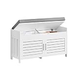 SoBuy FSR102-W Banco Zapatero con 2 Puertas Banco de almacenamianto con cojín acolchado de asiento 90 x 30 x 46 cm ES