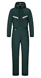 yukirtiq Hombre Pantalones con Peto de Trabajo para jardín y Garaje, Encapuchado Mono de Trabajo Mecánico o Industria Cintas Reflectantes Resistente al Aceite para Mecánicos (XL, Verde)