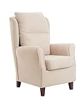 Gasten a gusto Butaca Budapest Orejera, con Respaldo Acolchado. Tela Antimanchas (Medidas: 77 x 86 x 113 cm) Color Beige.