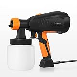 Pistola de Pintura, 400W Pistola de Pulverización Eléctrica, Velocidad de 800ml/min, 3 Modos, con 3 Boquillas(φ1.3/1.8/2.6mm), Fácil de Rociar, Limpiar, para Pintura y Decoración de Bricolaje