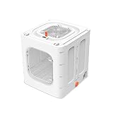 HGML Caja De Secado para Mascotas, Jaula Plegable para Secar El Pelo De Las Mascotas, Secador De Pelo para Perros, Caja De Secado para Mascotas Antisalpicaduras White