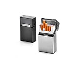 YUEMING 2 Piezas Caja de Cigarrillos, Portatil Pitilleras Cigarrillos, Tabaco De Metal Aluminio Pitillera, Cubierta Protectora del Cigarro Caja para Mujer Hombre 20 Cigarrillos