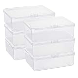 BENECREAT 6 Pack Caja Rectángulas de Plástico 14.4x10.8x4.75cm Caja Transparente de Almacenamiento con Tapa Abatible para Articulos Pequeños, Pastillas, Hierbas, Cuentas