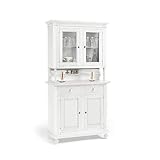 Mar.c.a. Design - Vitrina de salón Napolitana elegante, mueble vitrina blanco mate, cristal de madera de álamo con 2 puertas, base y soporte, mueble salón Arte Povera - Fabricado en Italia