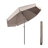 Sekey sombrilla Parasol para terraza jardín Playa Piscina Patio diámetro 217 cm Protector Solar UV25+,Taupe