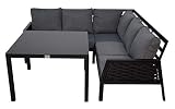 Jet-line Ariana - Juego de muebles de jardín con sofá esquinero y mesa para esquina, color negro