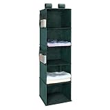 MaidMAX Organizador Colgante para Armario de 5 Niveles y con 4 Bolsillos, Estantería Colgante de Tela, Estante de Tela para Armario para Ropa, Toallas, Verde Oscuro