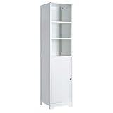 Lola Home Armario de baño con 1 Puerta y 2 baldas Blanco de Madera de 40x38x160 cm