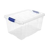 Acan Caja de ordenación de plástico nº1 Transparente, con Tapa y Asas, Capacidad 16 litros, 39,6 x 29,6 x 21,5 cm