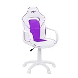 DRW, Silla de Escritorio, Estudio o Despacho, Sillon Gaming, Acabado en Color Blanco y Lila, Medidas: 60 cm (Ancho) x 60 cm (Fondo) x 98-108 cm (Alto)