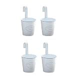 Plcnn 4 macetas colgantes de hierro de metal, macetas de valla al aire libre con gancho desmontable y agujero de metal blanco para cerca, balcón, jardín