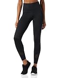 Marca Amazon - AURIQUE Mallas de Deporte con Panel de Rejilla Mujer, Negro (Black), 42, Label:L