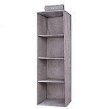EUSHINE Organizador Colgante para Armario de 4 Niveles, Estantería Colgante de Tela, Estante de Tela para Armario para Ropa, Toallas, Gris