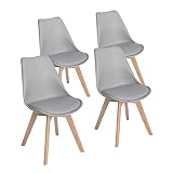 IPOTIUS Sillas Comedor Pack 4 Gray, Silla de Madera Comedor de Haya, Silla de Estilo nórdico, Apto para Silla para Comedor, Dormitorio, Cocina