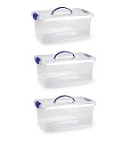 UNISHOP Lote de 3 Cajas de Almacenaje de Plástico con Tapa, Caja de Almacenamiento, Caja de Ordenación Multiusos (10L)
