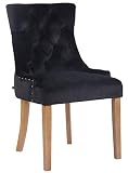 Butaca De Salón Aberdeen Tapizada En Terciopelo I Silla De Comedor con Base De Madera I Sillón En Estilo Escandinavo I Color:, Color:Negro, Color del Marco:Envejecido Claro