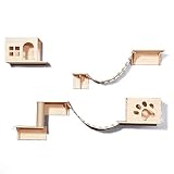 PULLEY Estantes de pared para gatos y centros de actividad de escalada para gatos, estantes de pared de madera para muebles de pared de gato