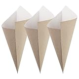 Extiff Lote de 100 cornetes de cartón reciclable para marones calientes o frutos secos o fresos, 100% reciclable (17 x 24 cm)