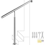 Happybuy Pasamanos de Escaleras 80x90 cm Pasamanos de Acero Inoxidable 80x90 cm Pasamanos Escalera con Soporte y Tacos Metálicos Barandillas de Acero Inoxidable para Interiores y Exteriores Escaleras